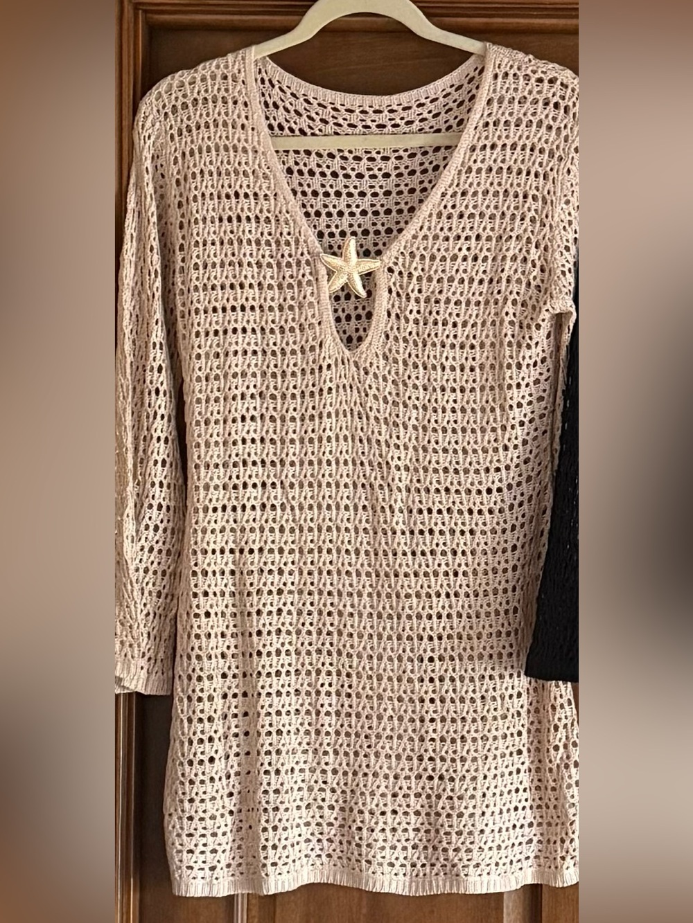 Biege Crochet cover up with gold starfish -Small
